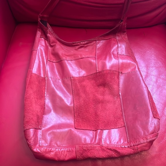 Unico Collezione Red Suede Leather bag.